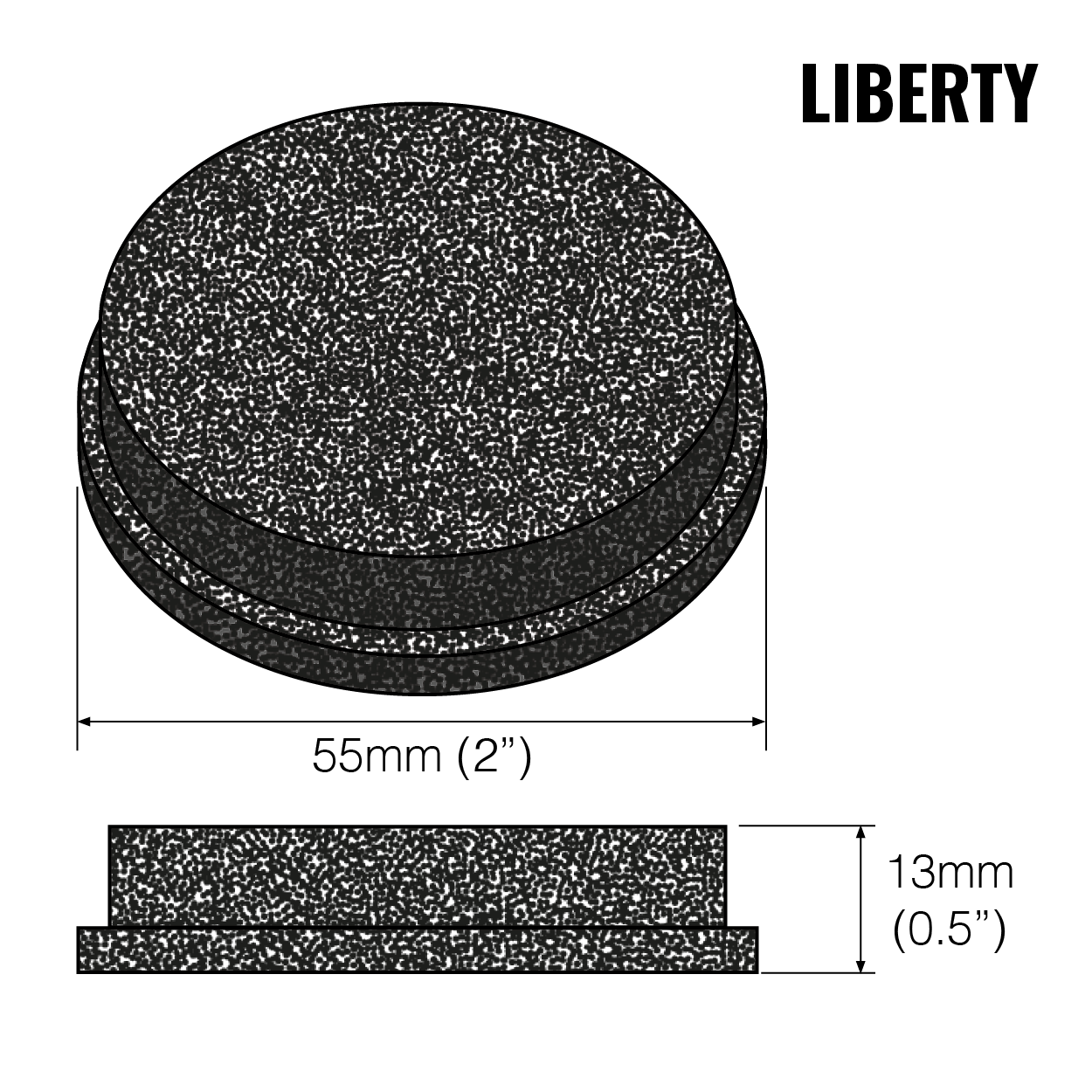 Graphic showing the dimensions of a Liberty Carbon filter